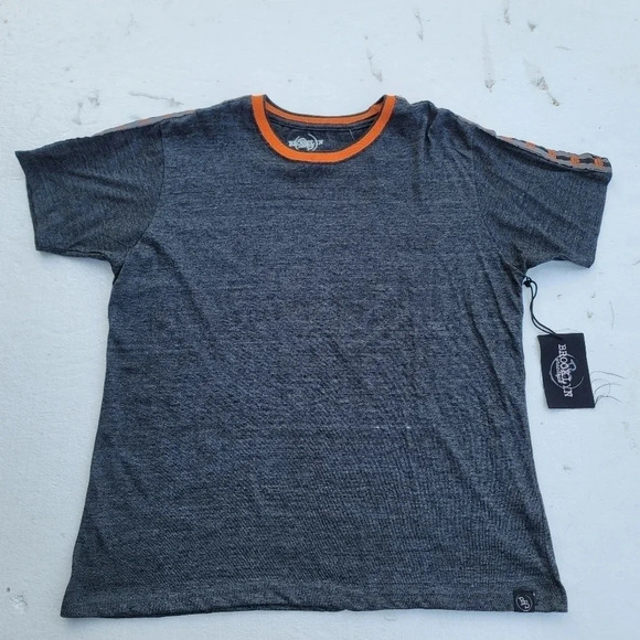 NWT Brooklyn Standard Men Short Sleeve Crew Neck T-Shirt Gray Orange Skull L - Picture 1 of 9